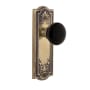 Grandeur Parthenon Solid Brass Rose Passage Door Knob Set with Coventry Knob and 2-3/8" Backset Vintage Brass