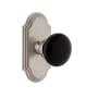 Grandeur Arc Solid Brass Rose Privacy Door Knob Set with Coventry Knob and 2-3/8" Backset Satin Nickel