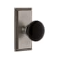 Grandeur Carre Solid Brass Rose Privacy Door Knob Set with Coventry Knob and 2-3/8" Backset Antique Pewter