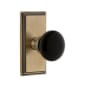 Grandeur Carre Solid Brass Rose Privacy Door Knob Set with Coventry Knob and 2-3/8" Backset Vintage Brass
