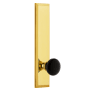 Grandeur Fifth Avenue Solid Brass Tall Plate Left Handed Privacy Door Knob Set with Coventry Knob and 2-3/8" Backset Polished Brass