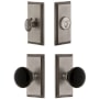 Grandeur Carre Solid Brass Rose Single Cylinder Keyed Entry Deadbolt and Knobset Combo Pack with Coventry Knob and 2-3/8" Backset Antique Pewter