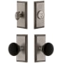Grandeur Carre Solid Brass Rose Single Cylinder Keyed Entry Deadbolt and Knobset Combo Pack with Coventry Knob and 2-3/4" Backset Antique Pewter
