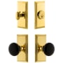 Grandeur Carre Solid Brass Rose Single Cylinder Keyed Entry Deadbolt and Knobset Combo Pack with Coventry Knob and 2-3/8" Backset Lifetime Brass