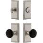 Grandeur Carre Solid Brass Rose Single Cylinder Keyed Entry Deadbolt and Knobset Combo Pack with Coventry Knob and 2-3/4" Backset Satin Nickel