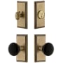 Grandeur Carre Solid Brass Rose Single Cylinder Keyed Entry Deadbolt and Knobset Combo Pack with Coventry Knob and 2-3/4" Backset Vintage Brass