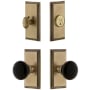 Grandeur Carre Solid Brass Rose Single Cylinder Keyed Entry Deadbolt and Knobset Combo Pack with Coventry Knob and 2-3/8" Backset Vintage Brass