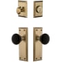 Grandeur Fifth Avenue Solid Brass Rose Single Cylinder Keyed Entry Deadbolt and Knobset Combo Pack with Coventry Knob and 2-3/4" Backset Vintage Brass