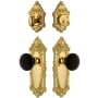 Grandeur Grande Victorian Solid Brass Rose Single Cylinder Keyed Entry Deadbolt and Knobset Combo Pack with Coventry Knob and 2-3/8" Backset Lifetime Brass