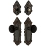 Grandeur Grande Victorian Solid Brass Rose Single Cylinder Keyed Entry Deadbolt and Knobset Combo Pack with Coventry Knob and 2-3/8" Backset Timeless Bronze