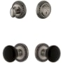 Grandeur Newport Solid Brass Rose Single Cylinder Keyed Entry Deadbolt and Knobset Combo Pack with Coventry Knob and 2-3/8" Backset Antique Pewter