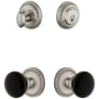 Grandeur Newport Solid Brass Rose Single Cylinder Keyed Entry Deadbolt and Knobset Combo Pack with Coventry Knob and 2-3/8" Backset Satin Nickel