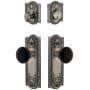 Grandeur Parthenon Solid Brass Rose Single Cylinder Keyed Entry Deadbolt and Knobset Combo Pack with Coventry Knob and 2-3/8" Backset Antique Pewter