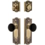 Grandeur Parthenon Solid Brass Rose Single Cylinder Keyed Entry Deadbolt and Knobset Combo Pack with Coventry Knob and 2-3/4" Backset Vintage Brass
