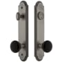 Grandeur Arc Solid Brass Rose Tall Plate Single Cylinder Keyed Entry Door Knob Set with Coventry Knob and 2-3/4" Backset Antique Pewter