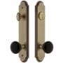 Grandeur Arc Solid Brass Rose Tall Plate Single Cylinder Keyed Entry Door Knob Set with Coventry Knob and 2-3/4" Backset Vintage Brass