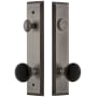 Grandeur Fifth Avenue Solid Brass Rose Tall Plate Single Cylinder Keyed Entry Door Knob Set with Coventry Knob and 2-3/8" Backset Antique Pewter