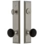 Grandeur Fifth Avenue Solid Brass Rose Tall Plate Single Cylinder Keyed Entry Door Knob Set with Coventry Knob and 2-3/8" Backset Satin Nickel
