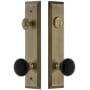Grandeur Fifth Avenue Solid Brass Rose Tall Plate Single Cylinder Keyed Entry Door Knob Set with Coventry Knob and 2-3/8" Backset Vintage Brass