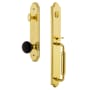 Grandeur Arc Solid Brass Rose Keyed Entry Single Cylinder Full Plate 'C' Grip Handleset with Coventry Knob and 2-3/8" Backset Lifetime Brass
