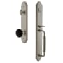 Grandeur Arc Solid Brass Rose Keyed Entry Single Cylinder Full Plate 'C' Grip Handleset with Coventry Knob and 2-3/8" Backset Satin Nickel
