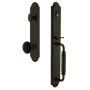 Grandeur Arc Solid Brass Rose Keyed Entry Single Cylinder Full Plate 'C' Grip Handleset with Coventry Knob and 2-3/8" Backset Timeless Bronze