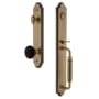 Grandeur Arc Solid Brass Rose Keyed Entry Single Cylinder Full Plate 'C' Grip Handleset with Coventry Knob and 2-3/8" Backset Vintage Brass