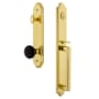 Grandeur Arc Solid Brass Rose Keyed Entry Single Cylinder Full Plate 'D' Grip Handleset with Coventry Knob and 2-3/4" Backset Lifetime Brass