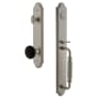 Grandeur Arc Solid Brass Rose Dummy Full Plate Full Plate 'F' Grip Handleset with Coventry Knob Satin Nickel