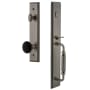 Grandeur Carre Solid Brass Rose Dummy Full Plate Full Plate 'F' Grip Handleset with Coventry Knob Antique Pewter