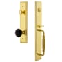Grandeur Carre Solid Brass Rose Dummy Full Plate Full Plate 'F' Grip Handleset with Coventry Knob Lifetime Brass