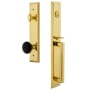 Grandeur Fifth Avenue Solid Brass Rose Dummy Full Plate Full Plate 'D' Grip Handleset with Coventry Knob Lifetime Brass