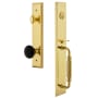 Grandeur Fifth Avenue Solid Brass Rose Dummy Full Plate Full Plate 'F' Grip Handleset with Coventry Knob Lifetime Brass