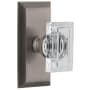 Grandeur Carre Crystal Solid Brass Passage Door Knob Set with Fifth Avenue Short Trim from the Concealed Screw Collection - 2-3/4" Backset Antique Pewter