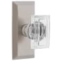 Grandeur Carre Crystal Solid Brass Passage Door Knob Set with Fifth Avenue Short Trim from the Concealed Screw Collection - 2-3/4" Backset Satin Nickel
