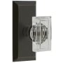 Grandeur Carre Crystal Solid Brass Passage Door Knob Set with Fifth Avenue Short Trim from the Concealed Screw Collection - 2-3/4" Backset Timeless Bronze