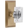 Grandeur Carre Crystal Solid Brass Passage Door Knob Set with Fifth Avenue Short Trim from the Concealed Screw Collection - 2-3/4" Backset Vintage Brass