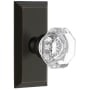 Grandeur Chambord Crystal Solid Brass Privacy Door Knob Set with Fifth Avenue Short Trim from the Concealed Screw Collection - 2-3/8" Backset Timeless Bronze