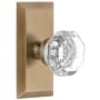 Grandeur Chambord Crystal Solid Brass Privacy Door Knob Set with Fifth Avenue Short Trim from the Concealed Screw Collection - 2-3/8" Backset Vintage Brass