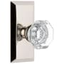 Grandeur Chambord Crystal Solid Brass Non-Turning Two-Sided Dummy Door Knob Set with Fifth Avenue Short Trim from the Concealed Screw Collection Polished Nickel