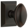 Grandeur Eden Prairie Solid Brass Privacy Door Knob Set with Fifth Avenue Square Trim from the Concealed Screw Collection - 2-3/8" Backset Timeless Bronze