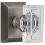 Grandeur Carre Crystal Solid Brass Non-Turning Two-Sided Dummy Door Knob Set with Fifth Avenue Square Trim from the Concealed Screw Collection Antique Pewter