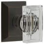 Grandeur Carre Crystal Solid Brass Non-Turning Two-Sided Dummy Door Knob Set with Fifth Avenue Square Trim from the Concealed Screw Collection Timeless Bronze