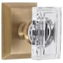 Grandeur Carre Crystal Solid Brass Non-Turning Two-Sided Dummy Door Knob Set with Fifth Avenue Square Trim from the Concealed Screw Collection Vintage Brass