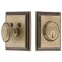Grandeur Carre Square Single Cylinder Solid Brass Deadbolt with 2-3/4" Backset Vintage Brass
