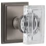 Grandeur Carre Crystal Solid Brass Passage Door Knob Set with Carre Square Trim from the Concealed Screw Collection - 2-3/8" Backset Antique Pewter