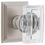 Grandeur Carre Crystal Solid Brass Passage Door Knob Set with Carre Square Trim from the Concealed Screw Collection - 2-3/8" Backset Satin Nickel
