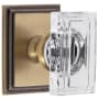 Grandeur Carre Crystal Solid Brass Passage Door Knob Set with Carre Square Trim from the Concealed Screw Collection - 2-3/8" Backset Vintage Brass