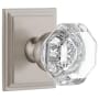 Grandeur Chambord Crystal Solid Brass Privacy Door Knob Set with Carre Square Trim from the Concealed Screw Collection - 2-3/4" Backset Satin Nickel