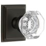 Grandeur Chambord Crystal Solid Brass Privacy Door Knob Set with Carre Square Trim from the Concealed Screw Collection - 2-3/4" Backset Timeless Bronze